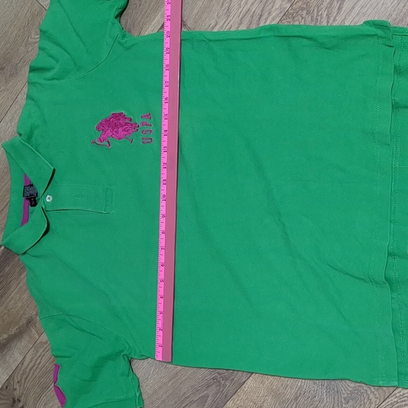 U.S. Polo Assn. Big pony polo Green Hot Pink Men's shirt Sz Medium - Picture 5 of 10